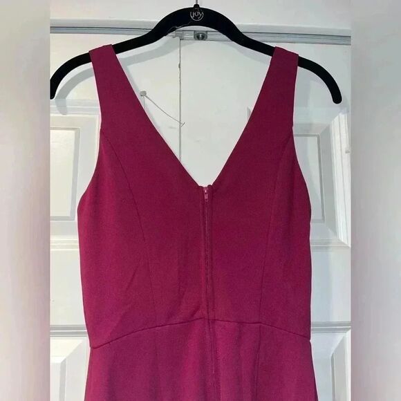 Crystal Sky Elegant‎ Burgundy Maxi Dress V-Neck Formal Evening Gown E56 - Picture 3 of 5